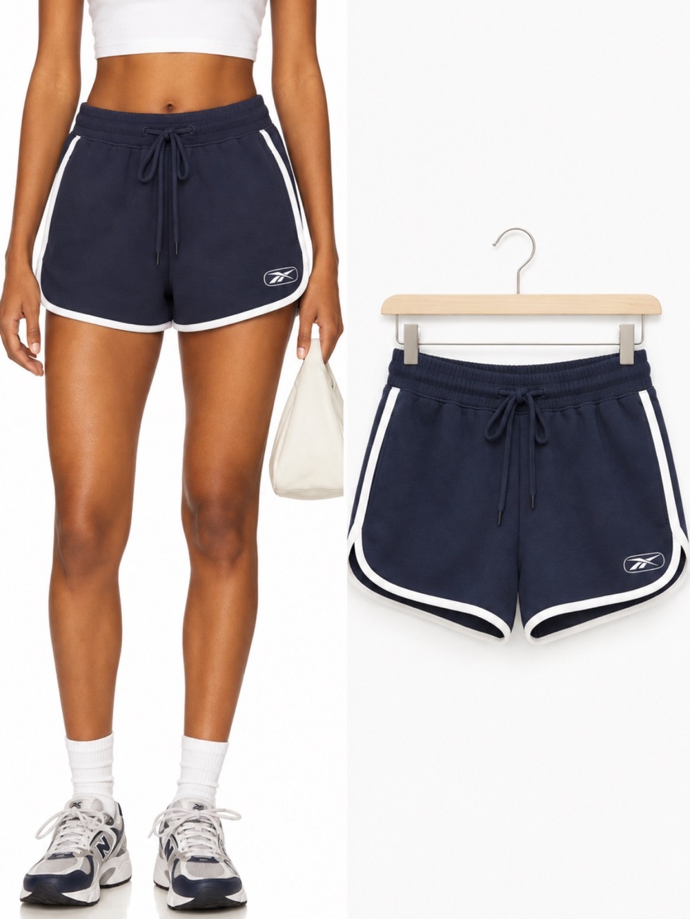 REEBOK NWT sporty and rich running short night navy blue Large
